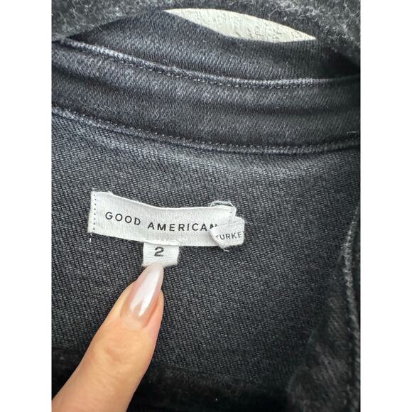 Good American Chic Black Denim Utility Jumpsuit Belted, Curve-Flattering Size 2 - Picture 4 of 9